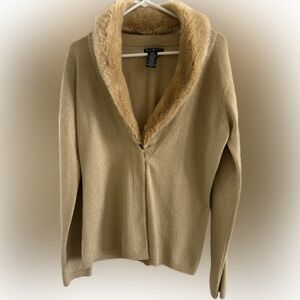 Gold jacket with faux fur trim size S